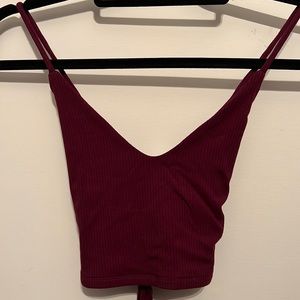Garage size small crop top with tie open back